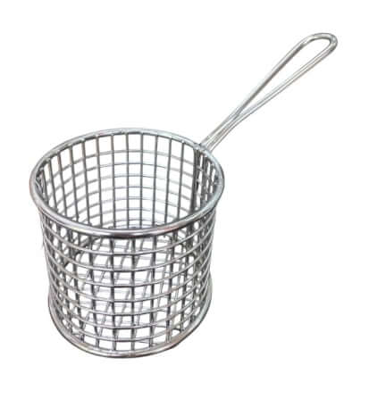 ตะกร้าเสิร์ฟสแตนเลสทรงกลมมีหูจับ KCW CW0193-94 ขนาด 9x8 ซม._0